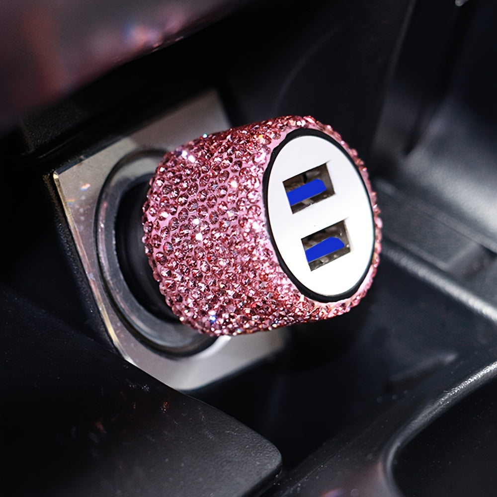 Sun'iy olmos avtomobil zaryadkasi Dual USB xavfsizlik bolg‘asi ichki bezak