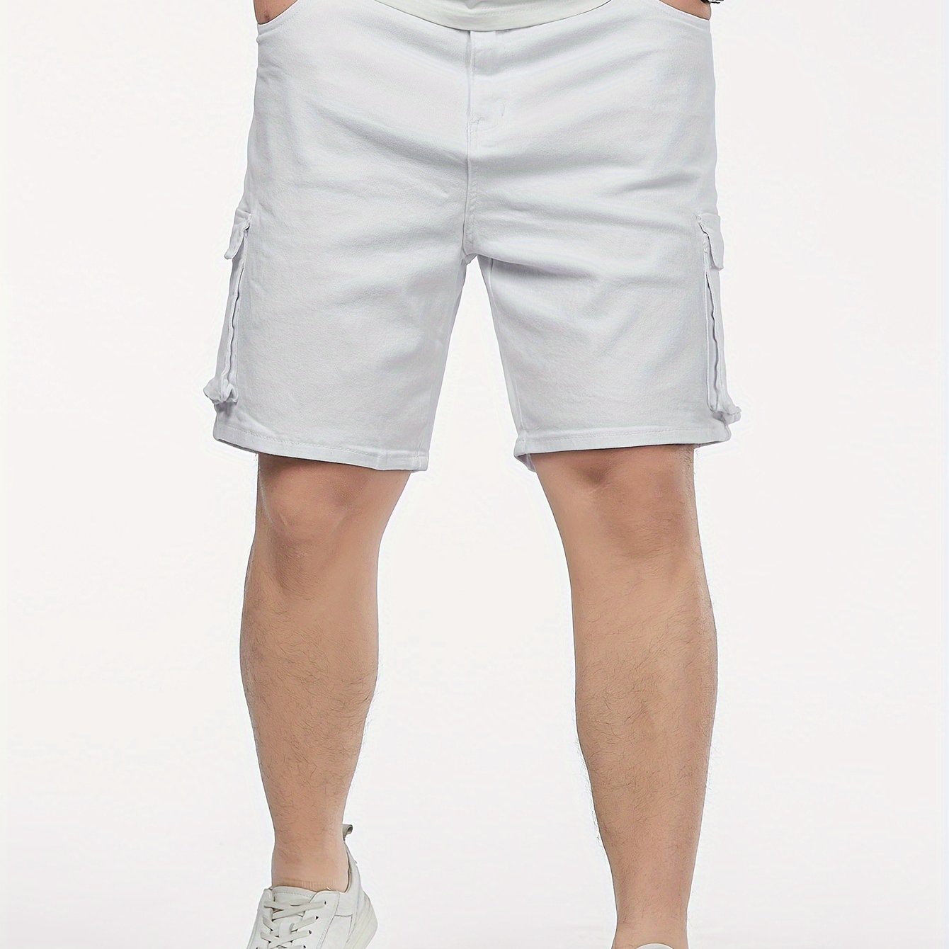 Men's Plus-Size Cotton Denim Shorts with Pockets Slim Fit Casual