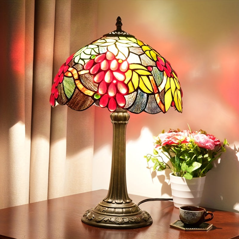 Настольная лампа из стекла 12 дюймов с зеленой светлячковой пагодой и антикварным металлическим покрытием