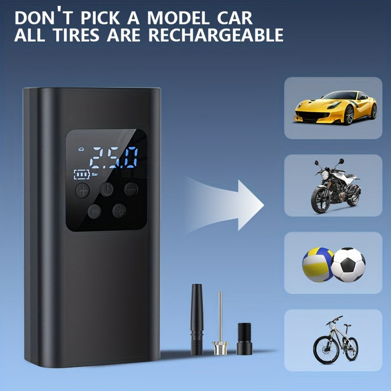 Portable Air Compressor Tire Inflator for Car Bike Motorcycle Digital Pressure Gauge