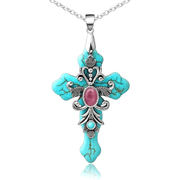 Ювелирное украшение с бирюзовым крестом для женщин, религиозный символ, подарок