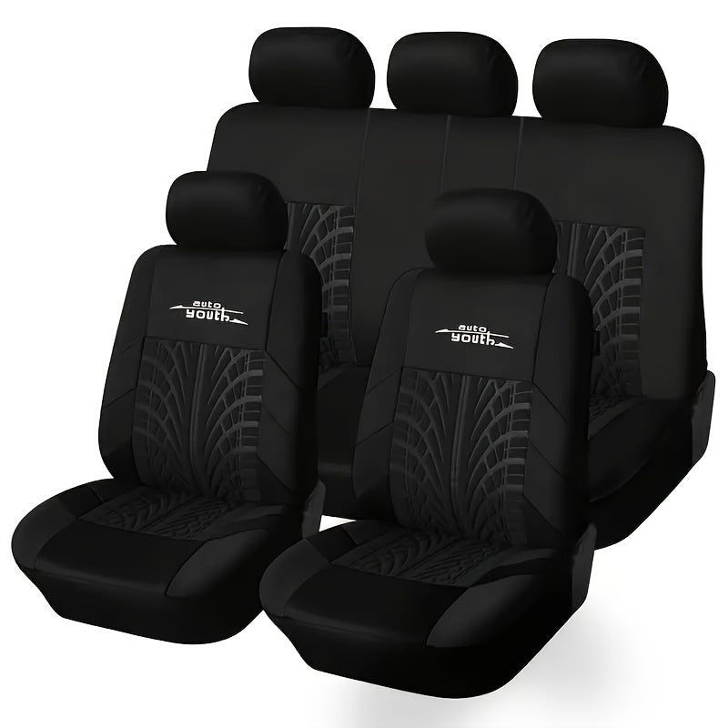 Universal Car Seat Covers for 5 Seats with Printed Letter Design Polyester Fit Most Vehicles