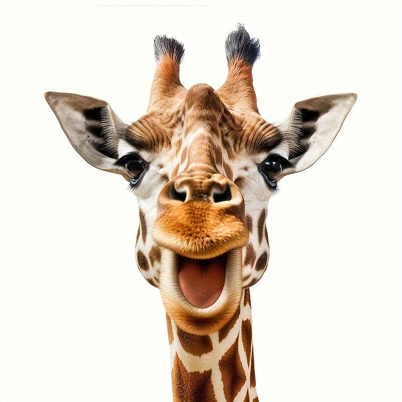 Giraffe Peeking Window Decal with Yellow Glasses Removable Wall Sticker for Bedroom Living Room Office