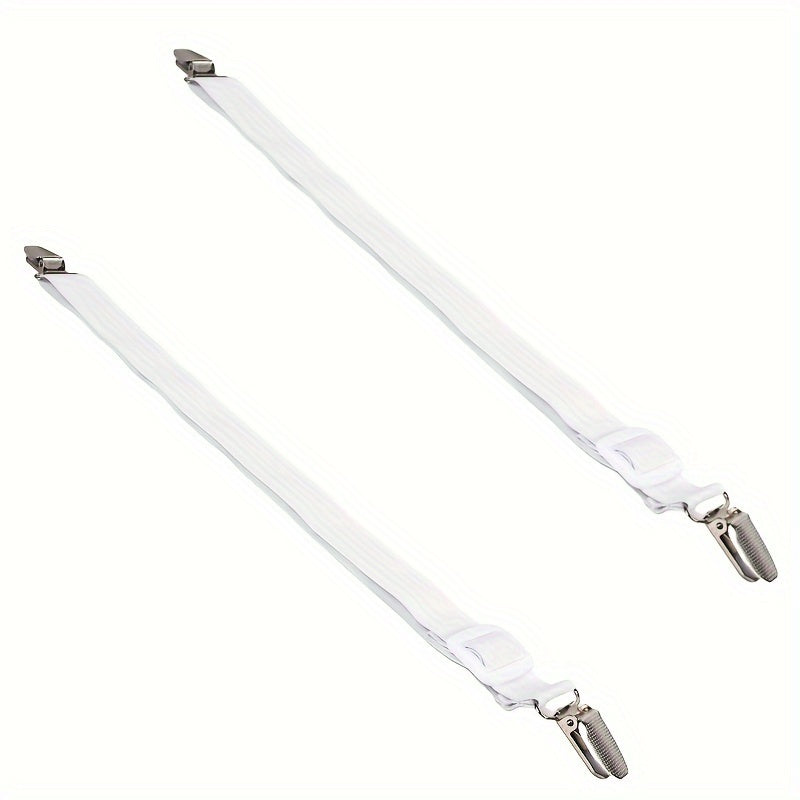 Pair of Quilt Holder Straps Adjustable Bed Sheet Clips Woven Fabric Elastic Bands