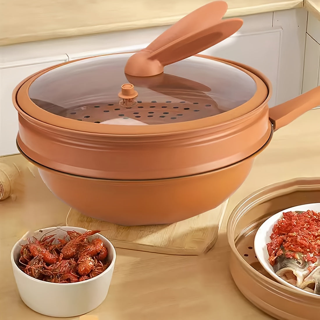 Double-sided Clay Micro-pressure Steaming and Stir-frying Pot Non-stick Two-in-one Cooking Pot