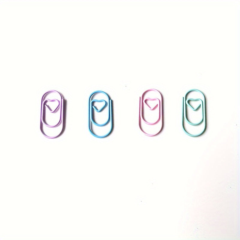 Mini Love Paper Clips Set 100 Pieces in 4 Colors Iron Office Supplies