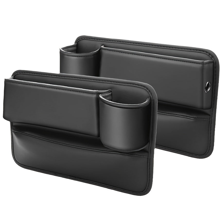 Black Universal Car Seat Gap Organizer with Cup Holder and Armrest Storage