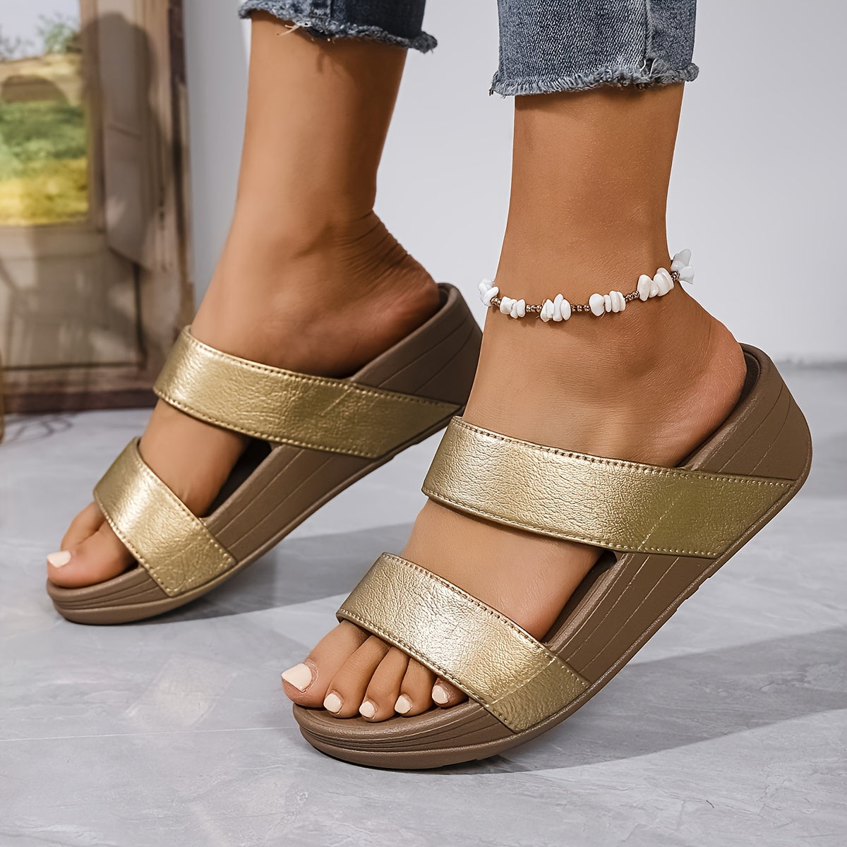 Women's Sandals Solid Color One-strap Casual Summer Comfortable