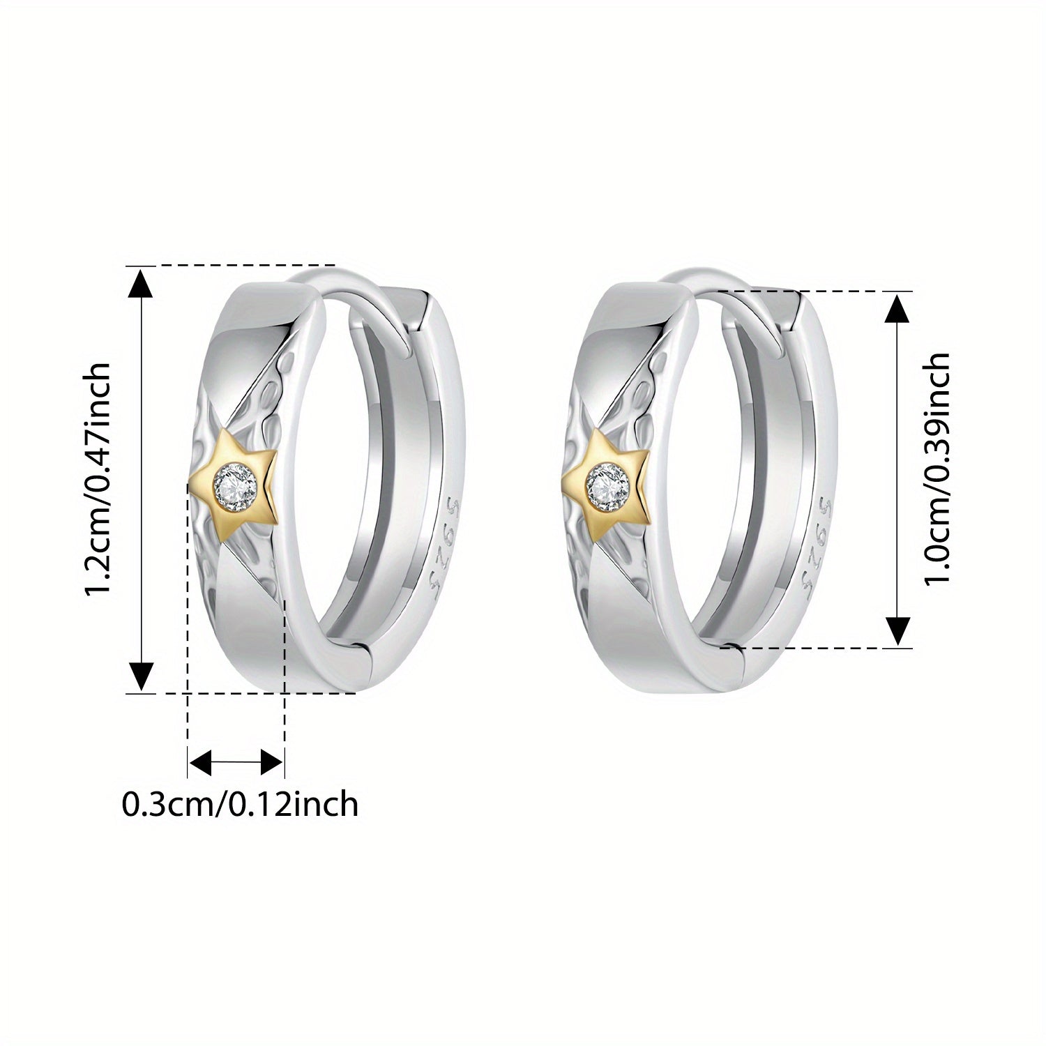 Ayollar uchun Yulduz va Zirconiya bilan Sterling Silver Halqa Eshiklar