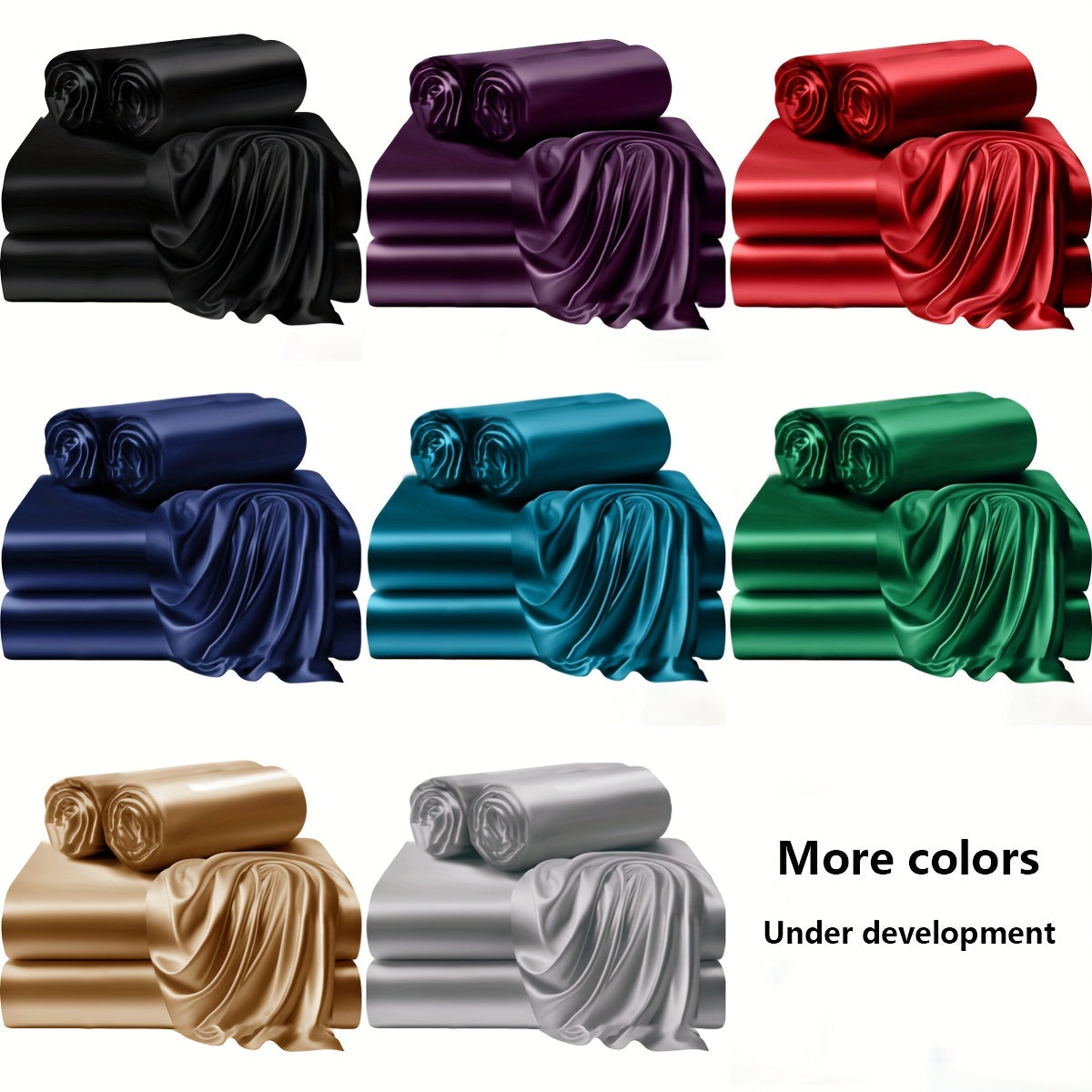 Silky Satin Bedding Set 4 Piece 80g Light Luxury Bed Linen with Fitted Sheet