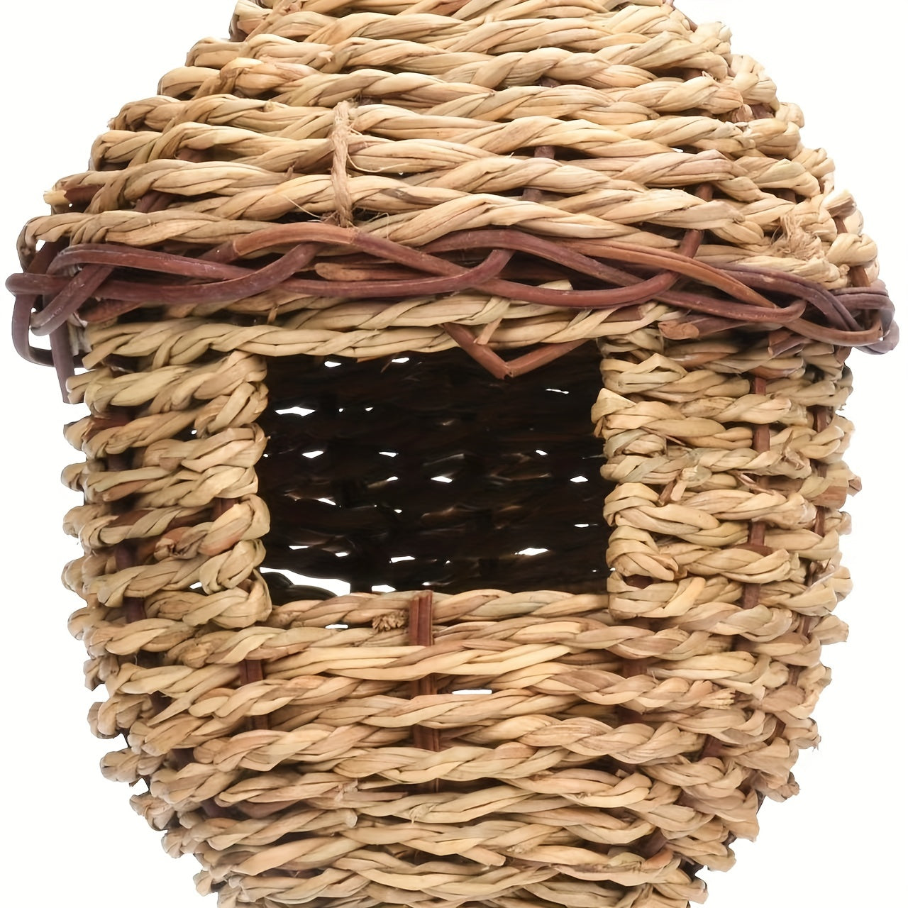 Handmade Rattan Birdhouse for Outdoor Birds in Natural Seagrass Design