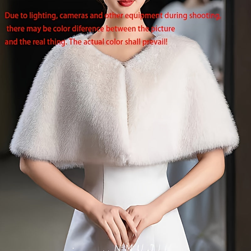Faux Fur Bridal Shawl Cape for Wedding and Evening Dresses Polyester Spring Wedding