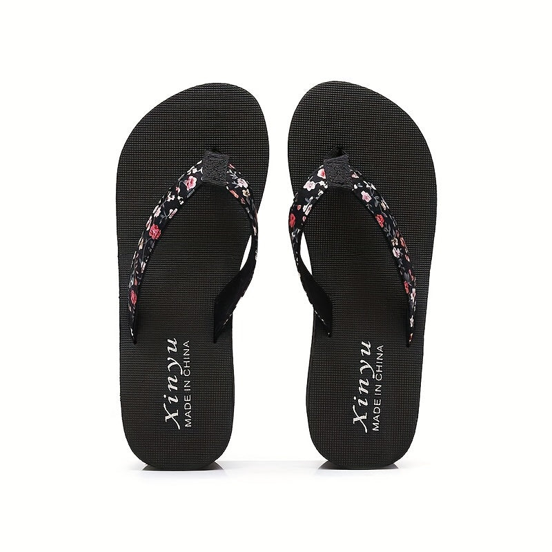 Women's Floral Flip-Flops Lightweight Slip-On Open Toe for Indoor Outdoor