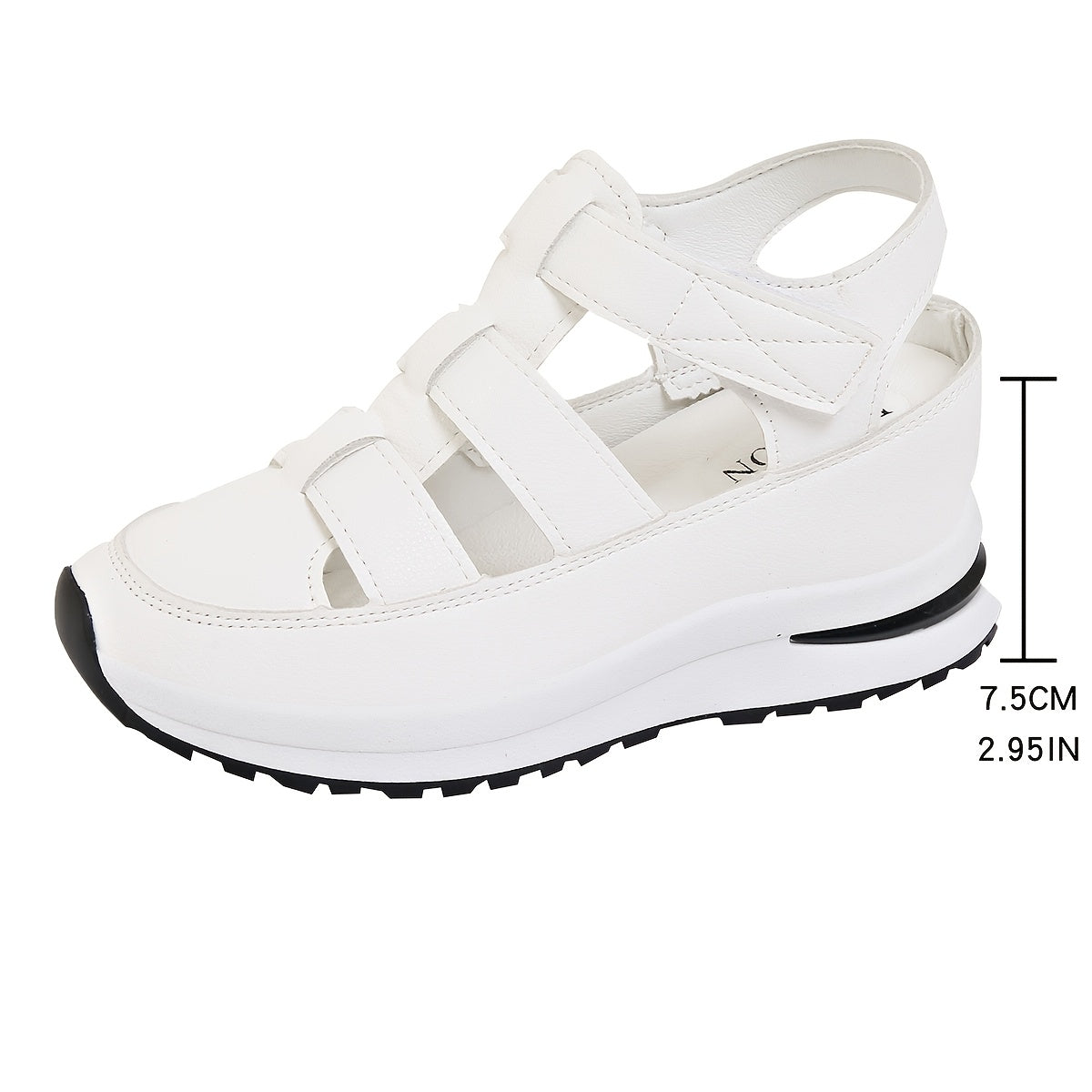 Women's Wedge Sandals Summer Casual Platform Heel Breathable Fastener Closure White Faux Cover