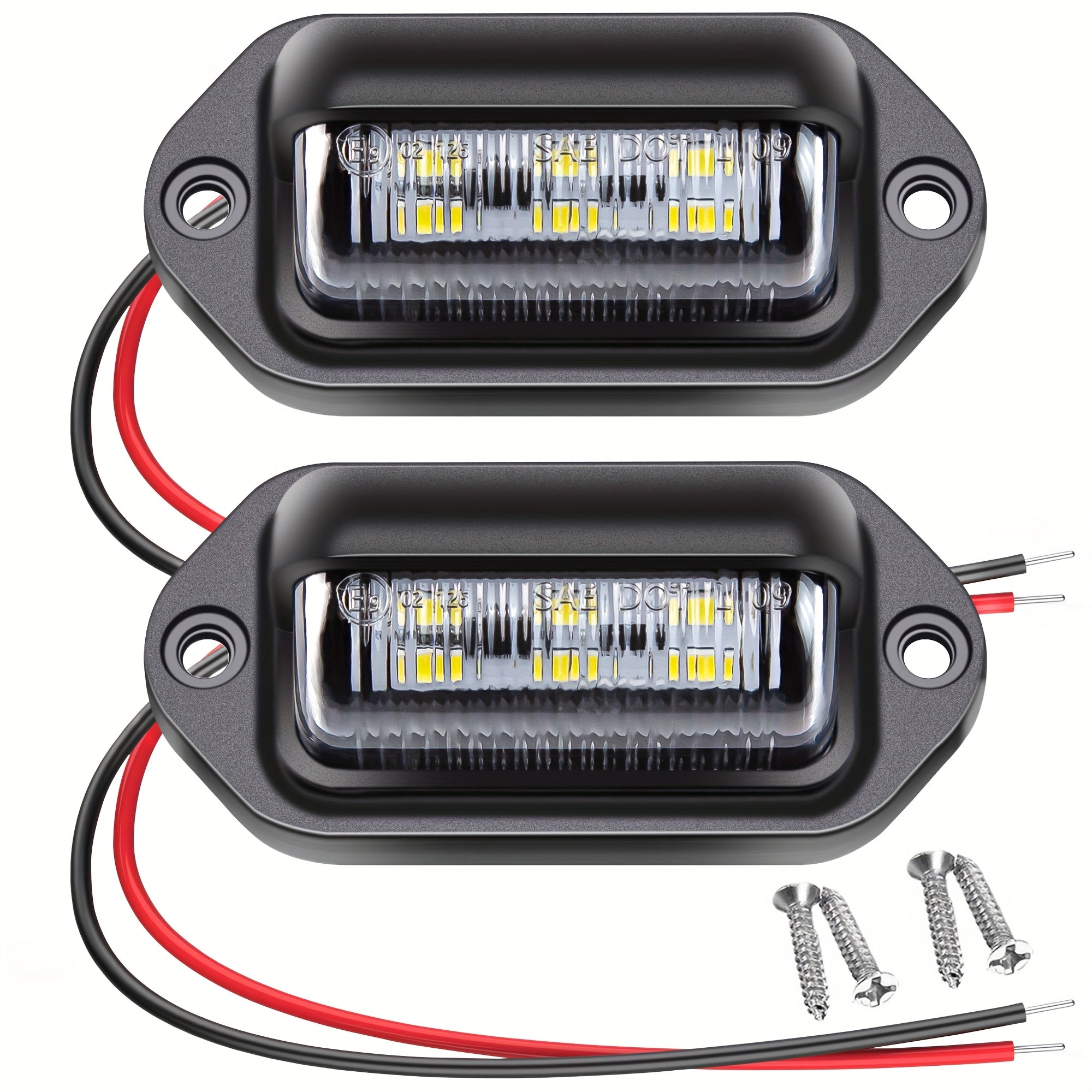 12V-24V Avtomobil raqam belgilari uchun chiroq 6LED 2-to'plam, avtomobillar, yuk mashinalari, avtoulovlar uchun