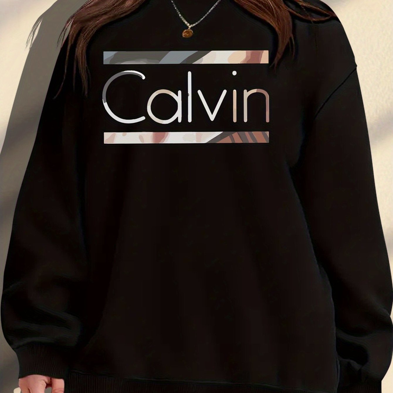 Plus Size Women's Crew Neck Sweatshirt Light Blue Relaxed Fit Knit