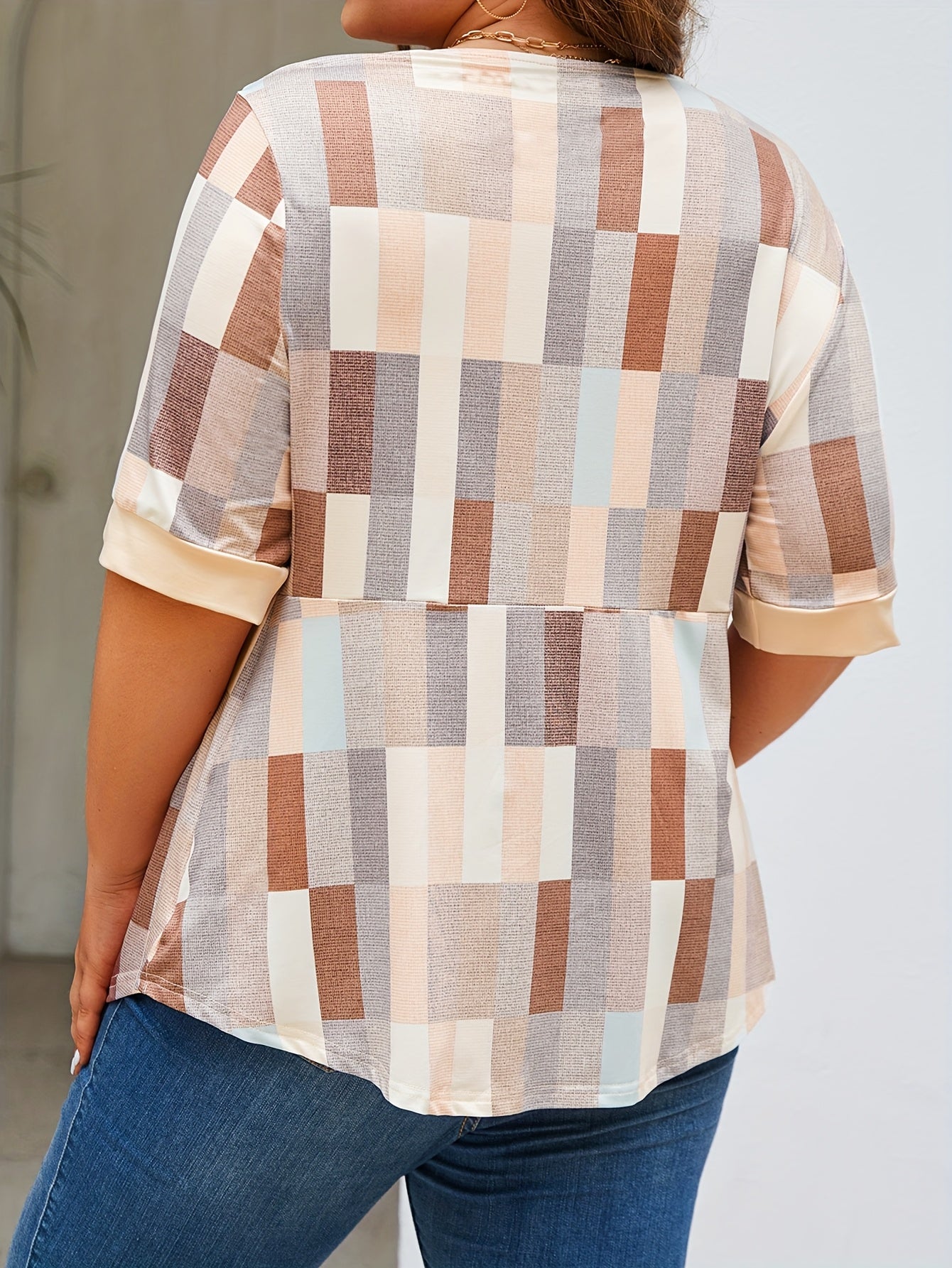 Кардиган женский в крупном размере из трикотажа с шнуровкой, геометрический принт, V-образный вырез, весна-осень