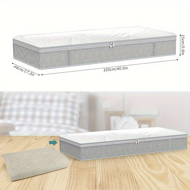 Large Capacity Foldable Under Bed Storage Box with Handles for Clothes and Linens