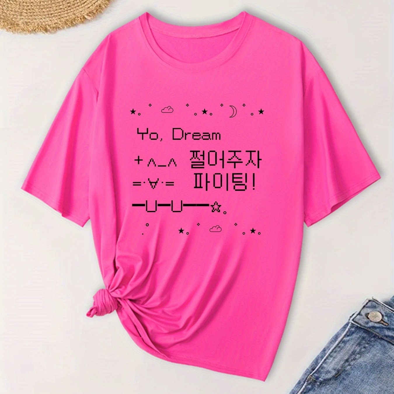 Women's Large Size T-Shirt Breathable Polyester Graphic Tee Short Sleeve