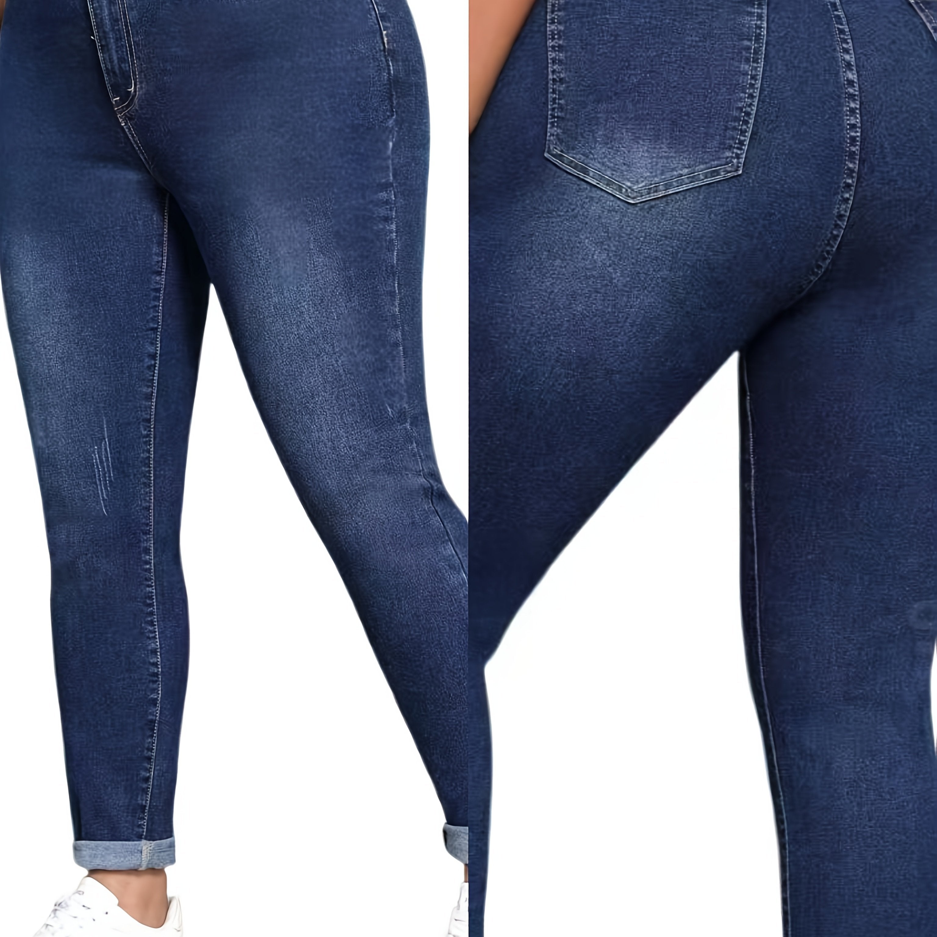 Women's Skinny Jeans Dark Blue High Rise Casual Denim Pants