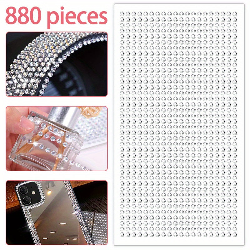 Artificial Crystal Rhinestone Decal for Car Mobile PC 880 Pieces 3mm