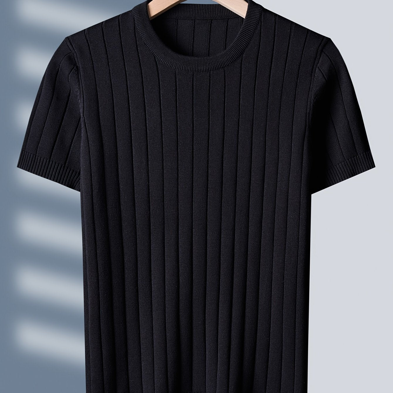 Men's Short Sleeve Knit Sweater Casual Fall Winter Solid Stripe Crew Neck Medium Stretch Polyester Viscose