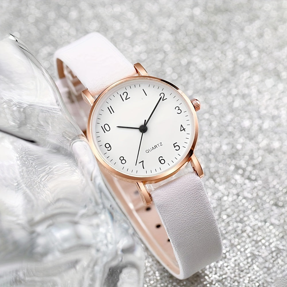 6 ta ayollar uchun kundalik quarts soatlari to'plami, charm taqinchalar va kapalakli zargarlik buyumlari bilan