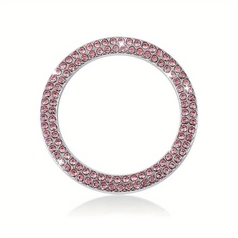 Car Decor Blue Artificial Diamond Rhinestone Switch Button Ring