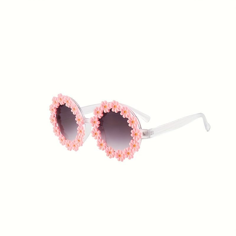 Unisex Round Frame Sunglasses with Clear Gradient Lenses Stylish Photo Prop