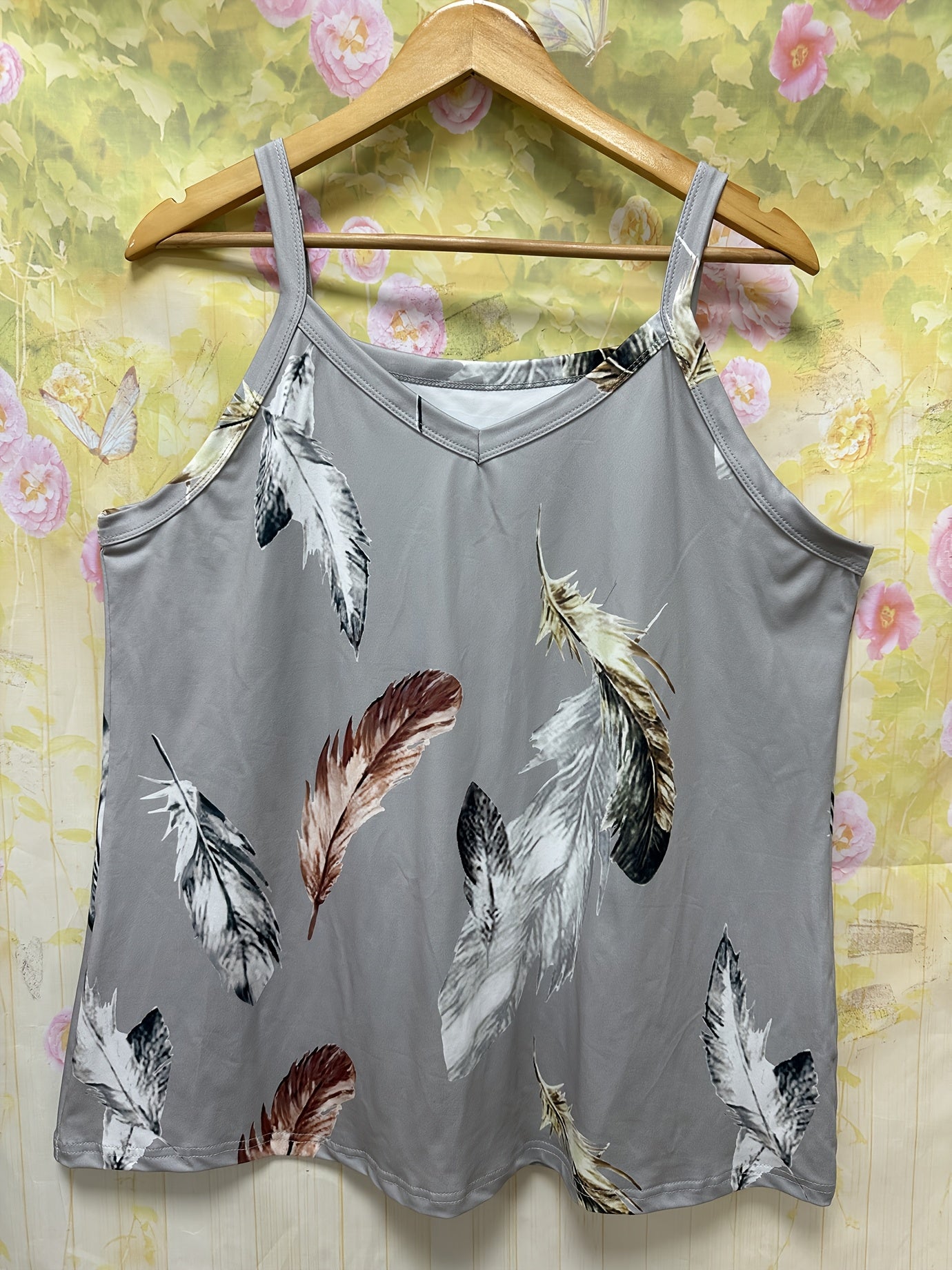 Top sin mangas para mujer con patrón colorido y cuello en V, casual, para verano