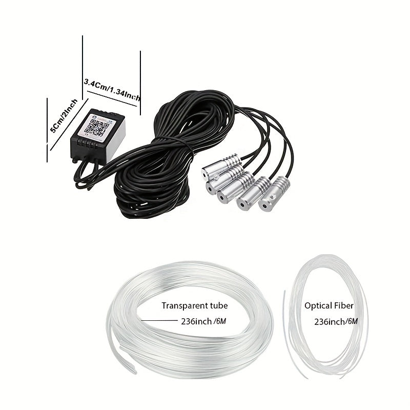 Smart Car RGB LED Strip Light with Wireless App Control 6M Fiber Optic Neon Atmosphere