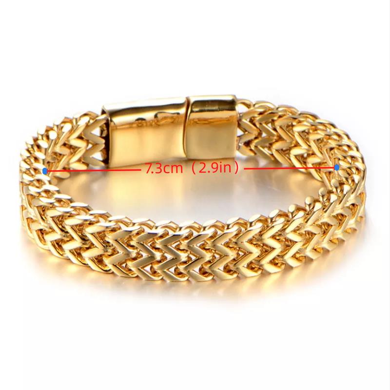 Men's Silver Stainless Steel Chain Bracelet with Magnetic Buckle for Casual Wear