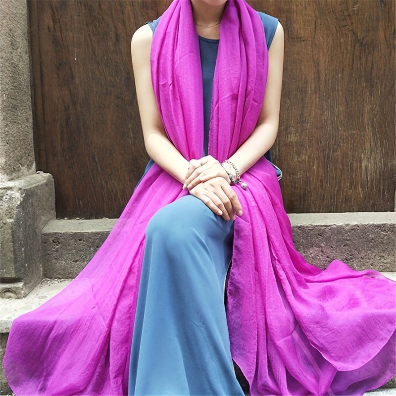 Women's Large Solid Color Scarf Lightweight Shawl for Casual Wear Windproof Sunscreen