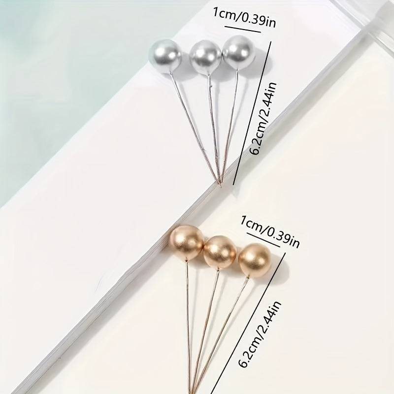 100 Pieces Gold and Silver Fruit Ornaments for Holiday Cake Decorations