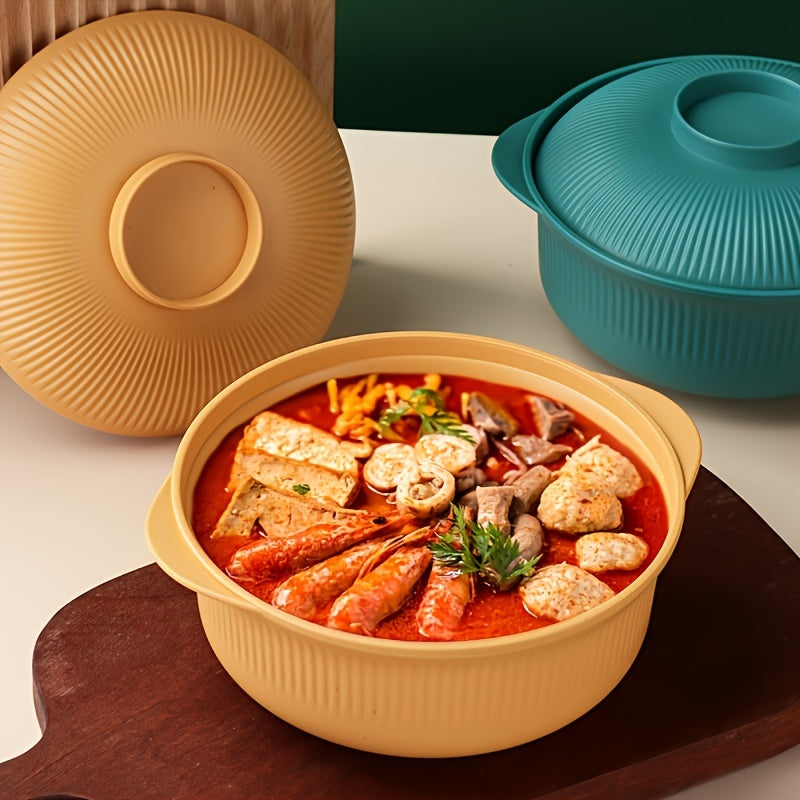 Large Capacity Plastic Food Storage Bowls Set with Lids and Spoons for Soup and Noodles