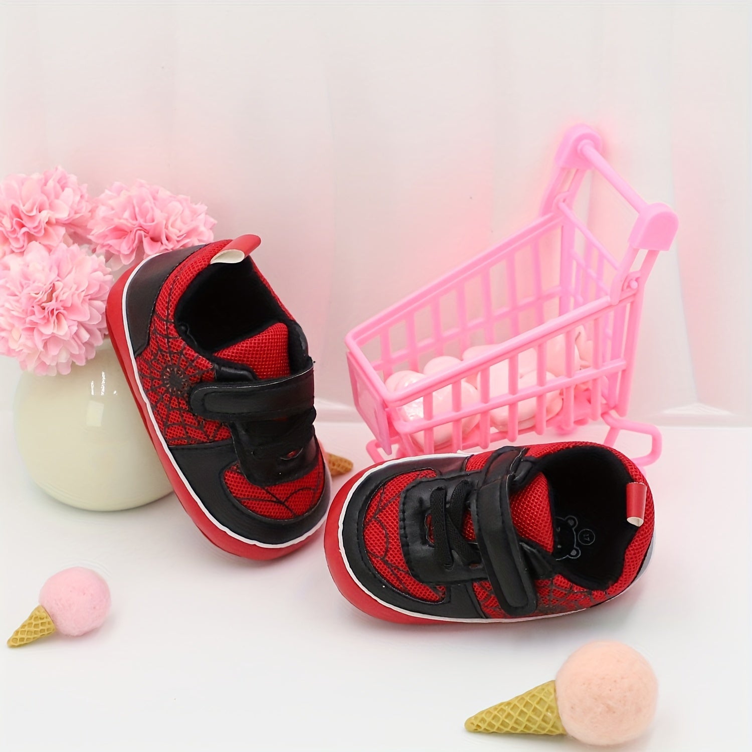 Baby Toddler Shoes with Spider Web Design Lightweight Non-Slip All-Season Casual