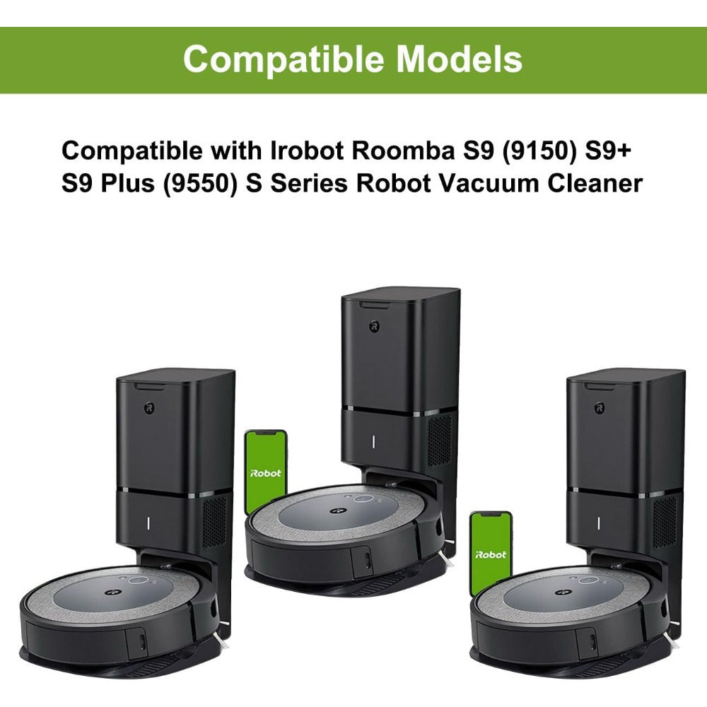 8pcs Robot Vacuum Brush Set for S9 Series Compatible with S9 S9+ Models Green Black Textured Surface