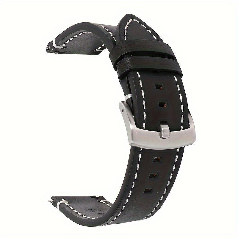 Waterproof Vintage Cowhide Leather Watch Strap 20mm 22mm Quick Release Black