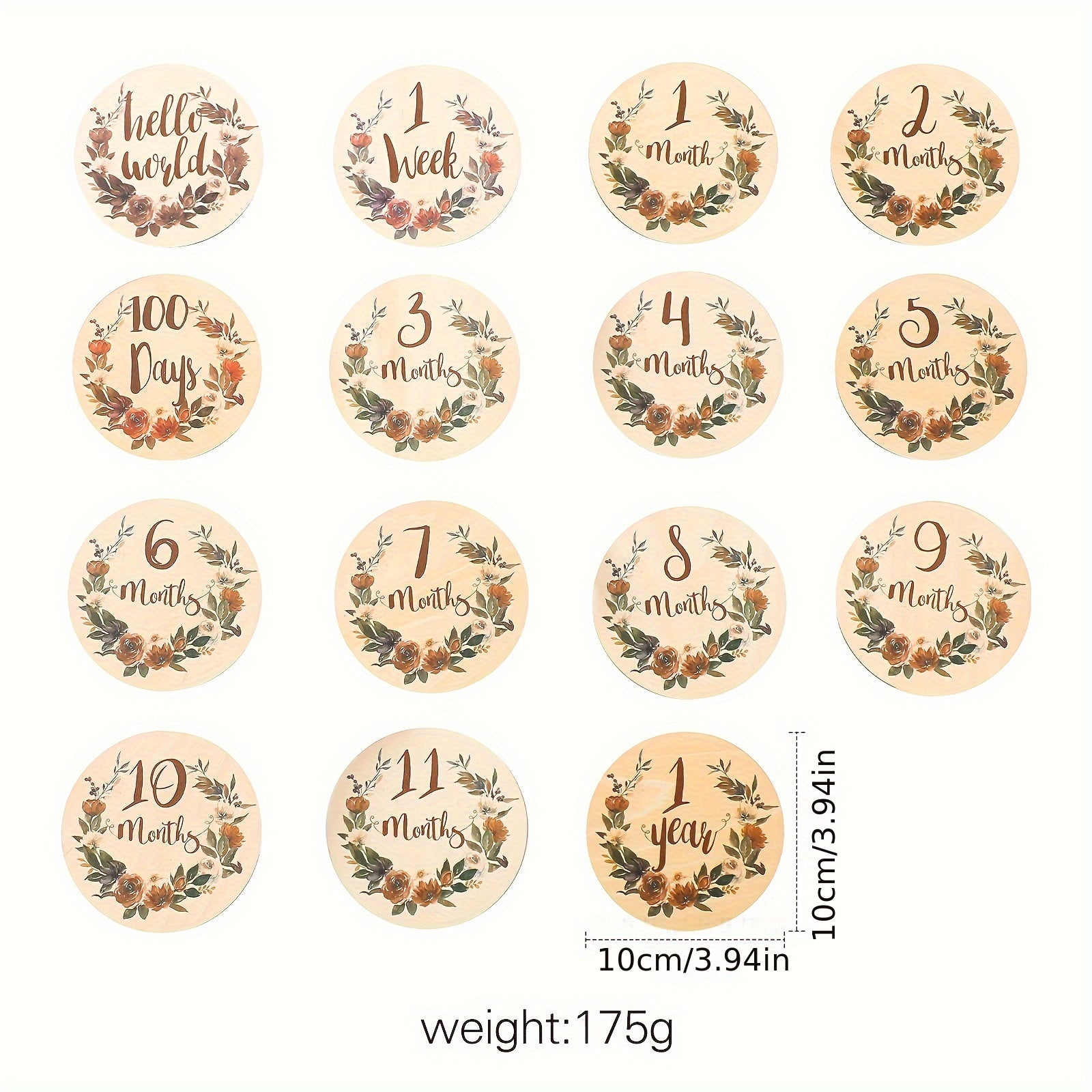 Деревянные цветочные карточки для фотографий о росте детей - Коллекция памятных карточек для первого года жизни малыша в различных цветах