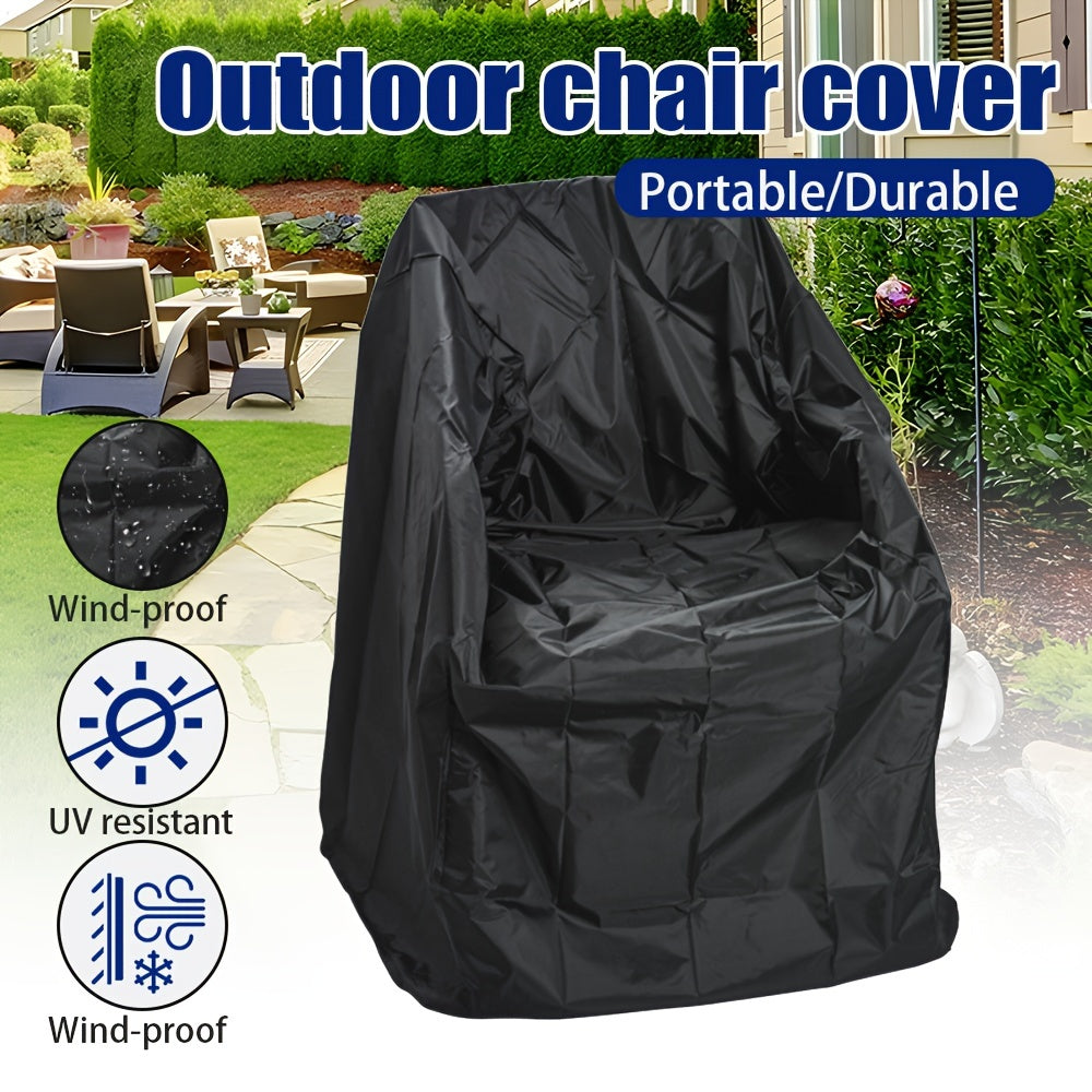 Outdoor Waterproof Chair Cover Black and Silver Polyester for Garden Furniture