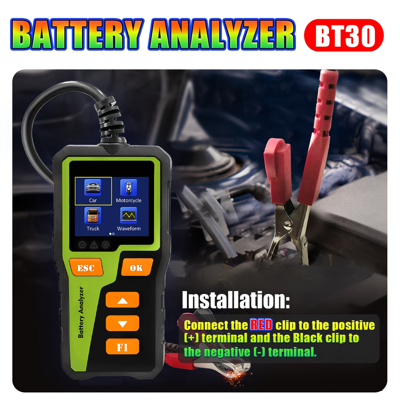 12V 24V Avtomobil batareyasi testlovchi analizator, avtomobil batareyasi tizimini tekshirish uchun SOC SOH ichki qarshilik bilan
