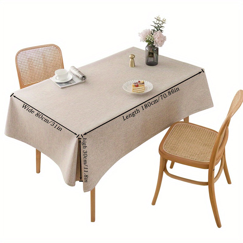 Beige Polyester Rectangle Tablecloth for Dining Picnic Party Wedding Birthday Buffet Home Decor
