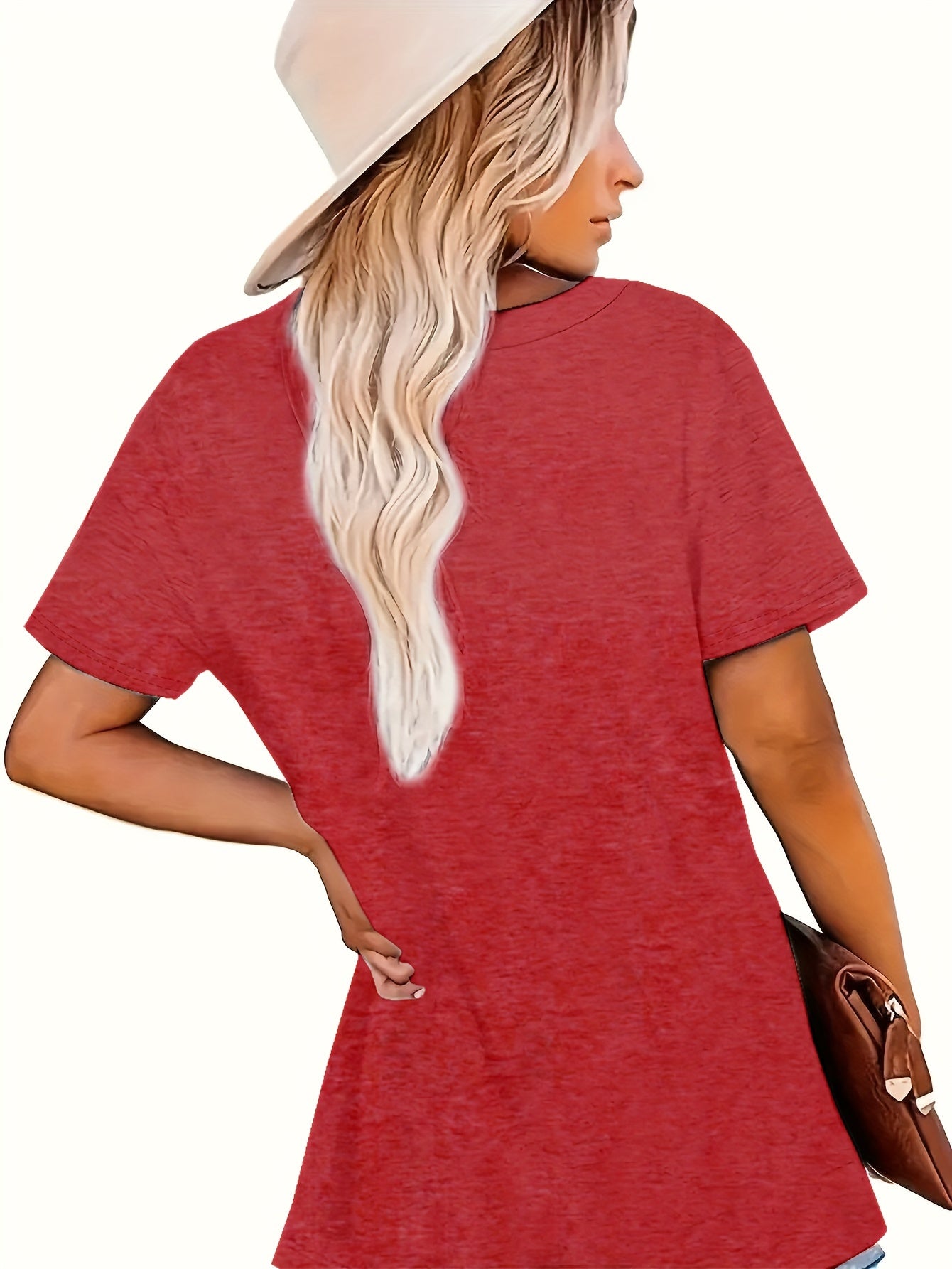 Plus Size Women's Butterfly Print V-Neck T-Shirt Casual Summer Loose Fit Top