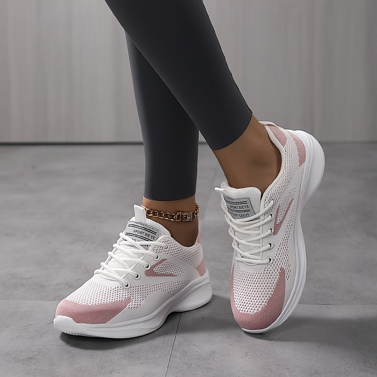 Women’s Breathable Mesh Casual Sneakers Lightweight Walking Shoes White Pink