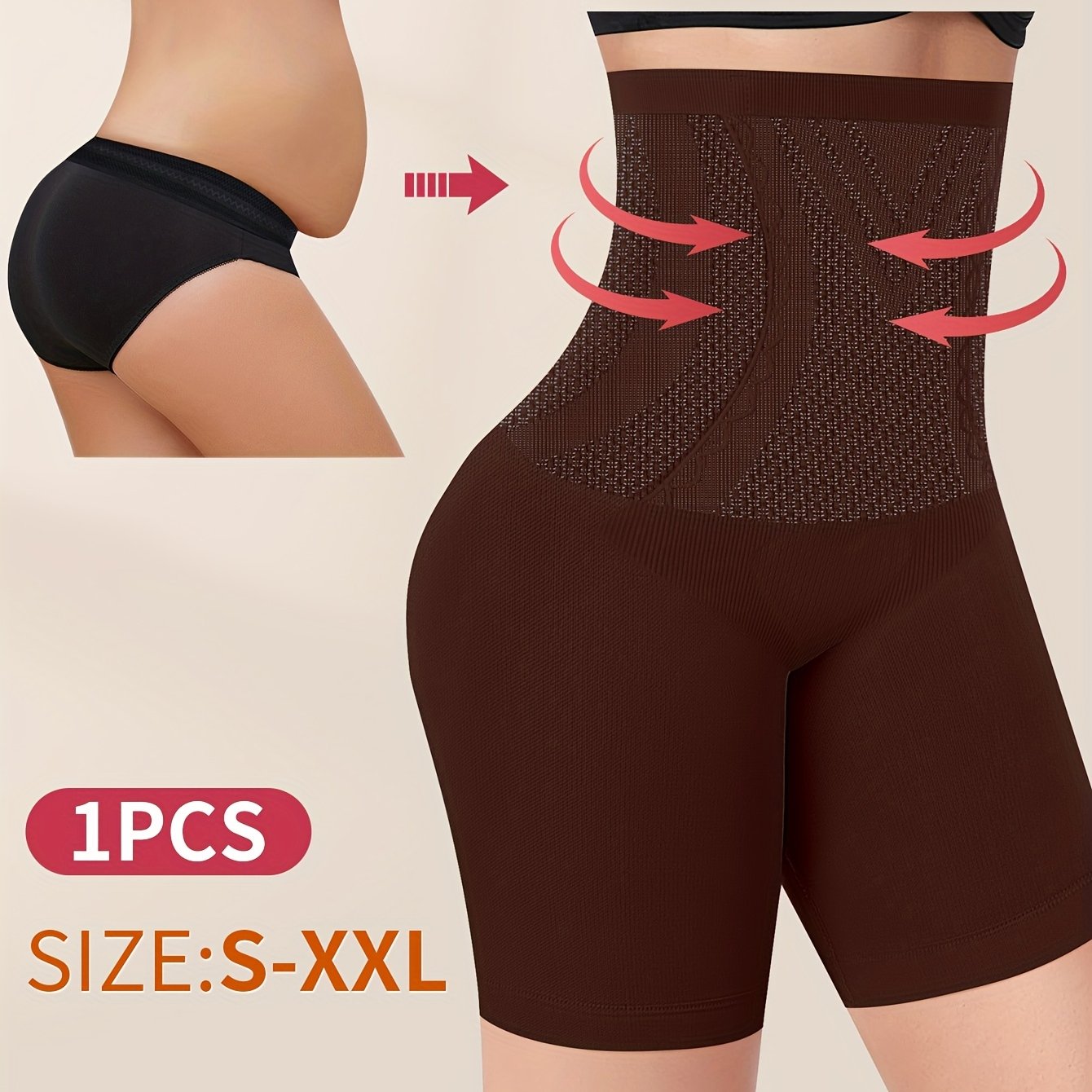 High-Waisted Tummy Control Shapewear for Women Seamless Butt Lifting Shorts Nylon Polyester Elastane Solid Color