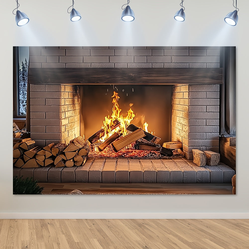 Multi-Functional Fireplace Backdrop for Festivals and Holiday Photos