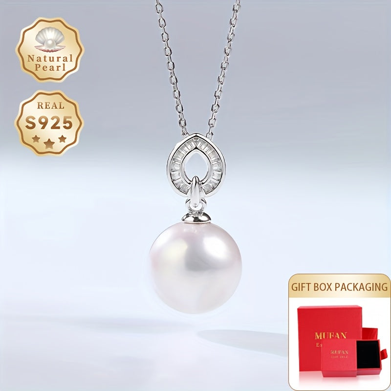 Women's Pearl Necklace 12-13mm Natural Freshwater S925 Silver Heart Core