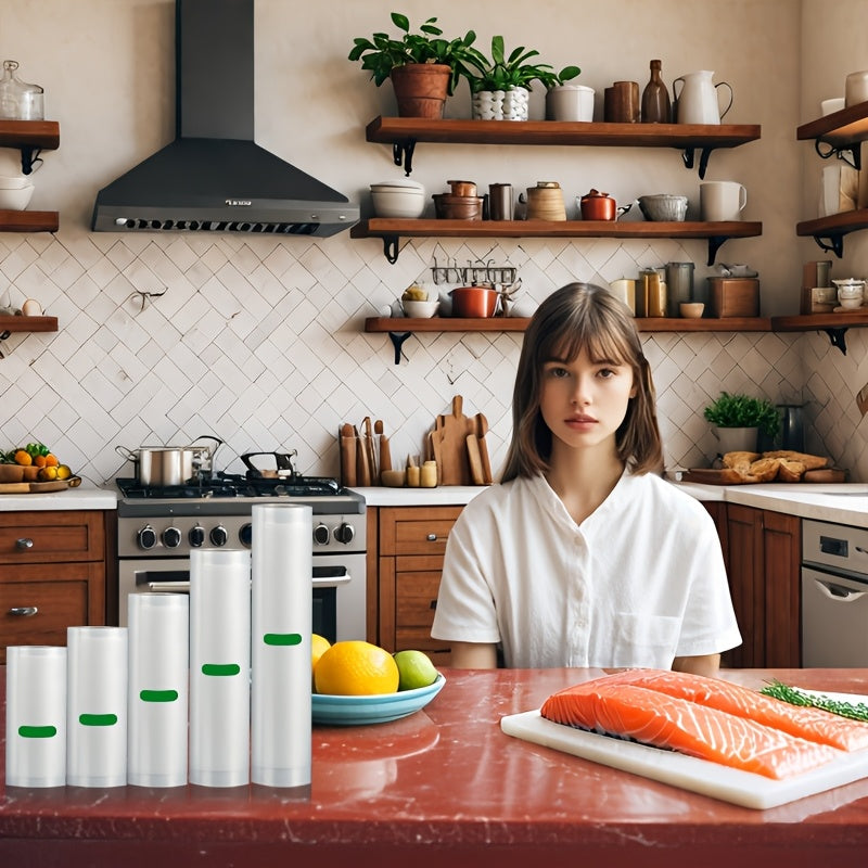 5-to'plam BPA-bezov vakuum yopish qoplari, turli kengliklar, 3m, oziq-ovqat saqlash, taom tayyorlash