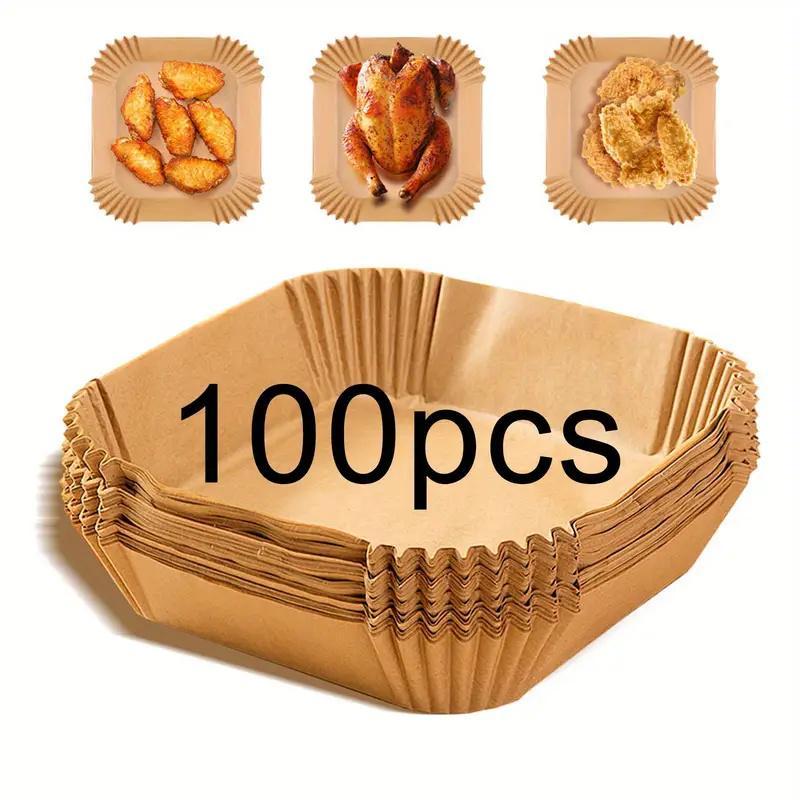 100 Pieces Square Air Fryer Paper Disposable Dinner Plates for Outdoor Use