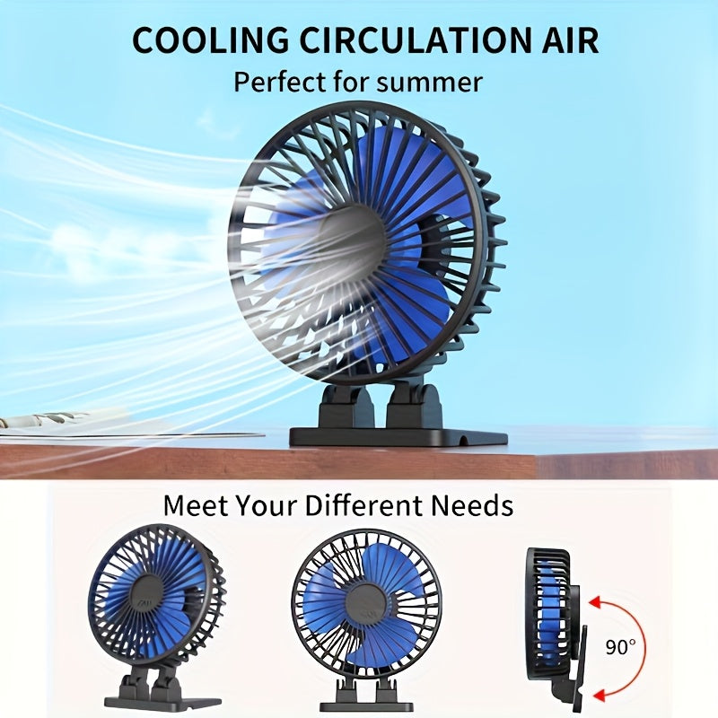 USB Desk Fan with 3 Speeds Quiet Portable Table Fan for Home Office Travel